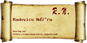 Radovics Nóra névjegykártya